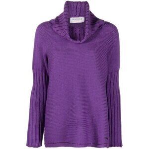 Eramanno Firenzi Women's 44 US8 Purple Turtleneck Jumper Sequin Trim Knit Tunic